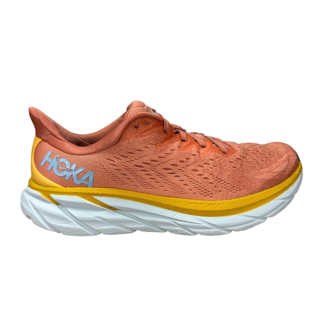 HOKA ONE ONE Clifton 8 Running Shoes Womens 9.5 B Peach Yellow Athletic Sneakers - Picture 4 of 12